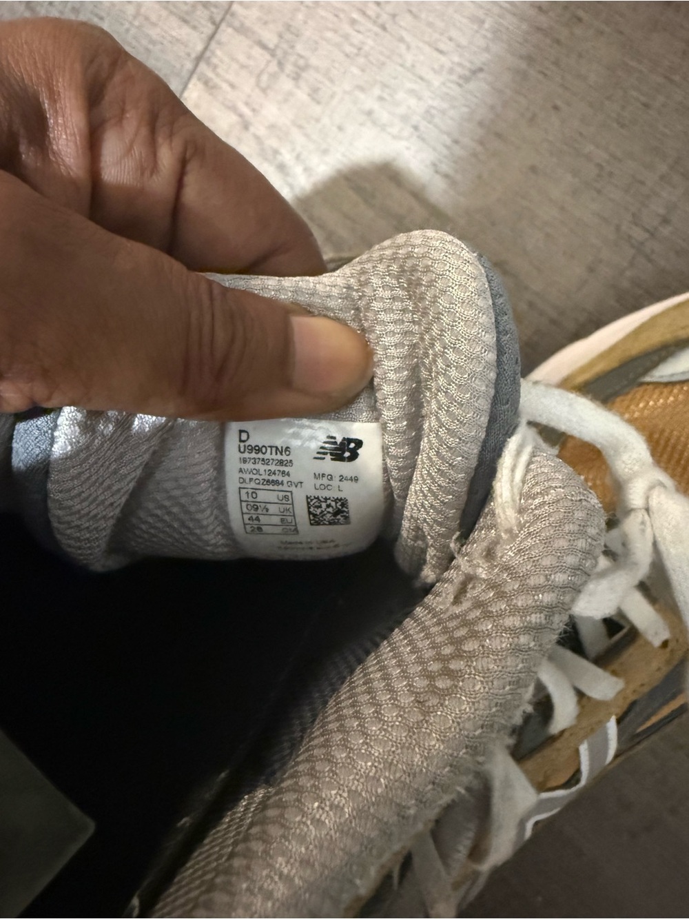 New Balance Men's Mustard Yellow and Gray Athletic Sneakers - Picture 3 of 3